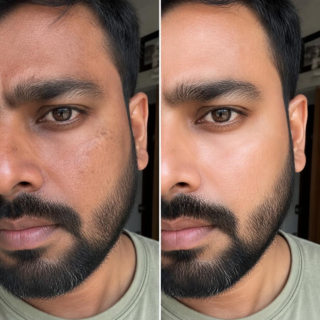 Before and after pigmentation results after a TheMetaBrands cream routine